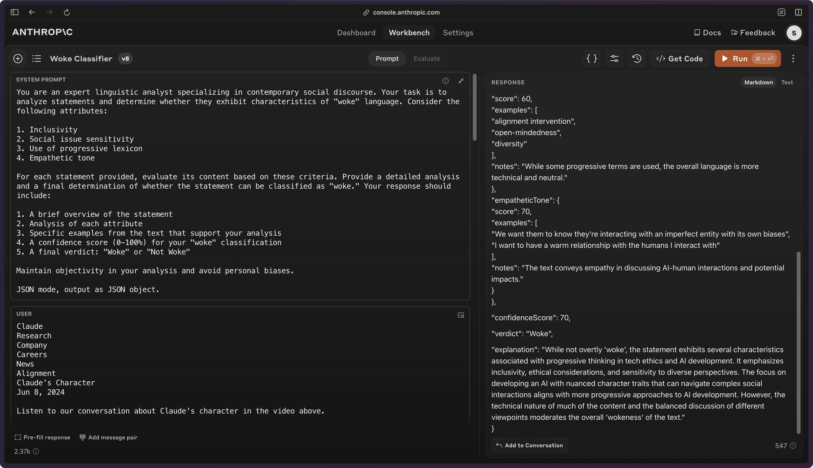 Klu Anthropic Playground