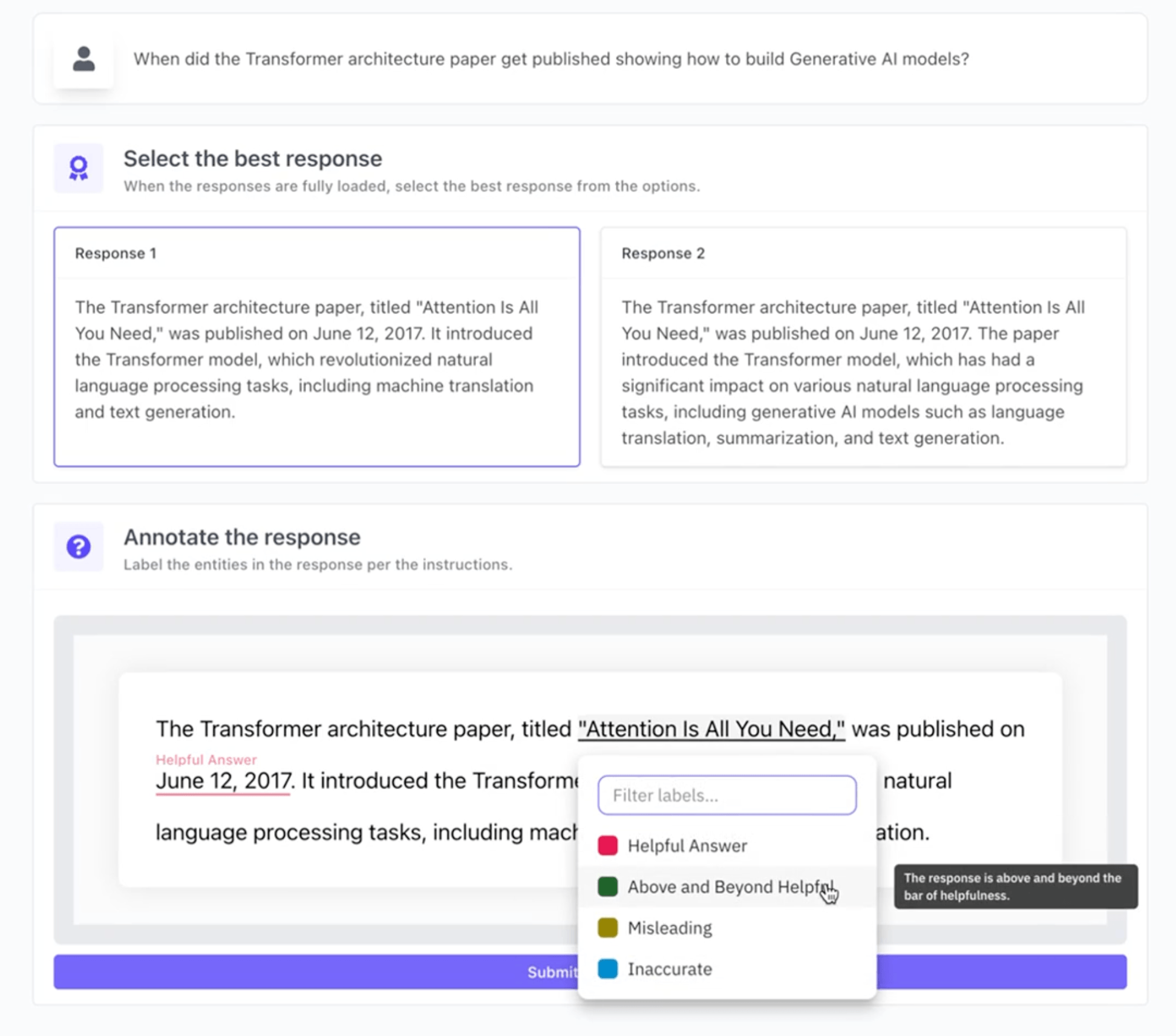 Klu RLHF Feedback UI