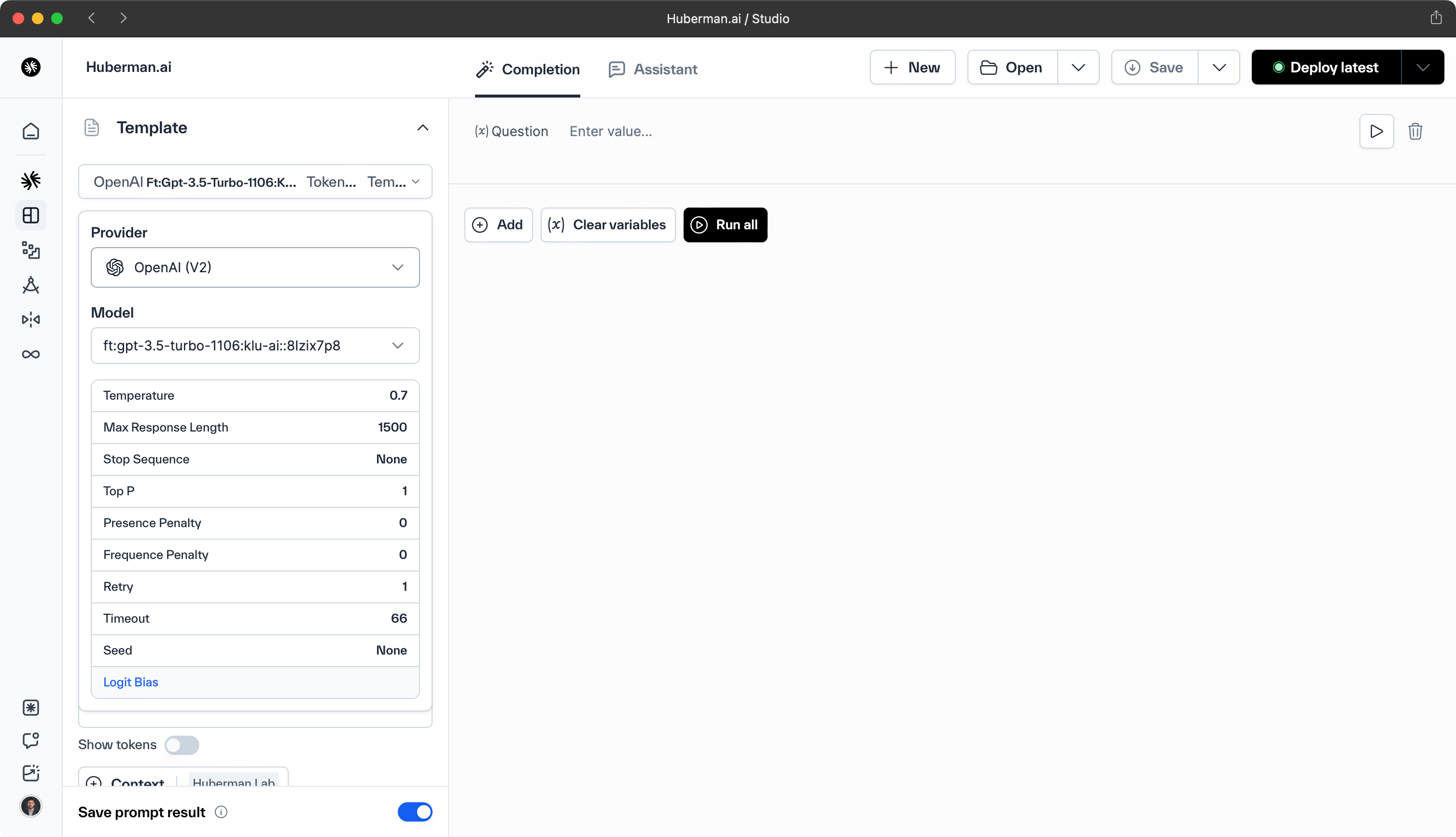 Klu Studio LLM Playground