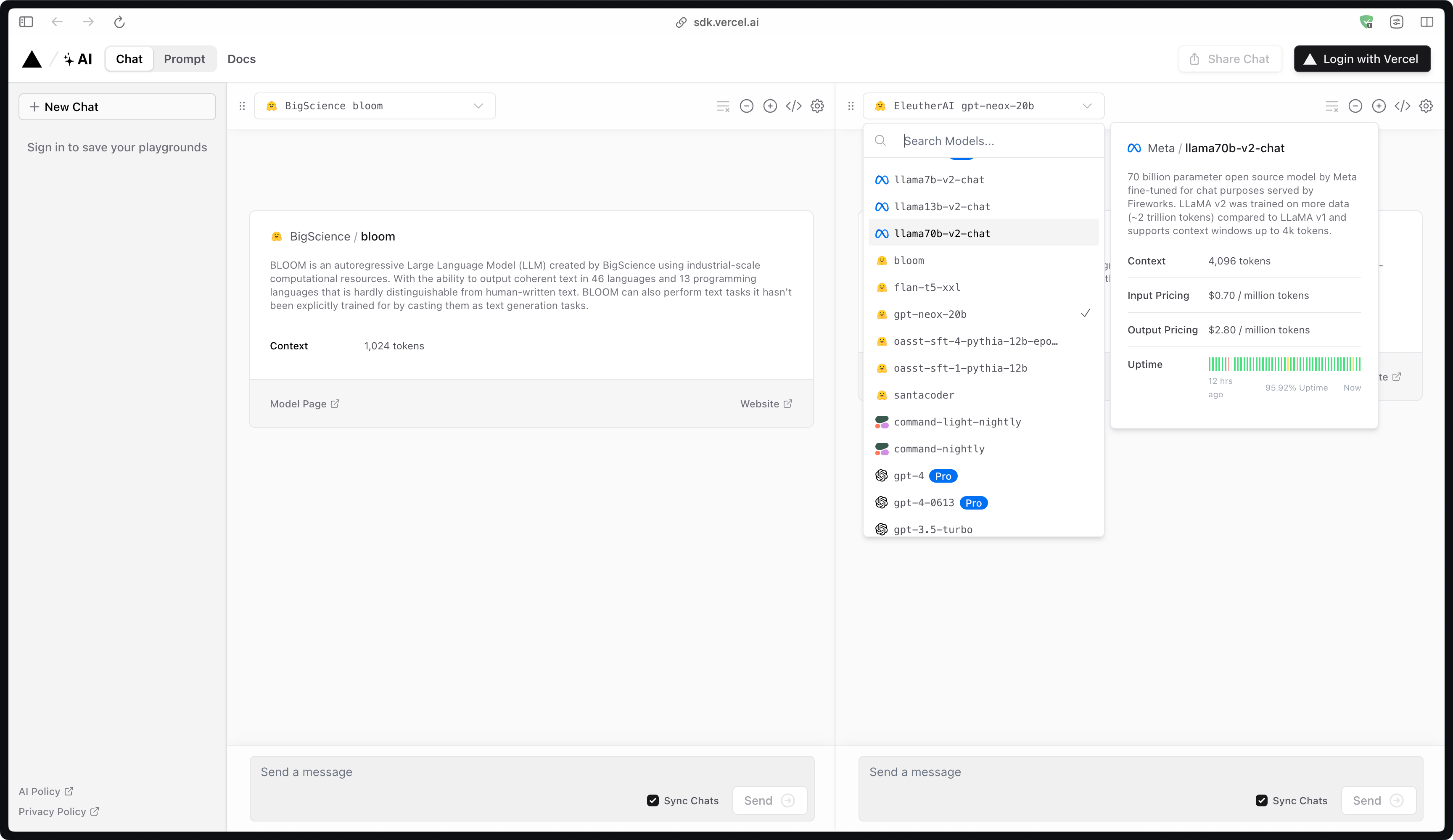 Klu Vercel AI Playground